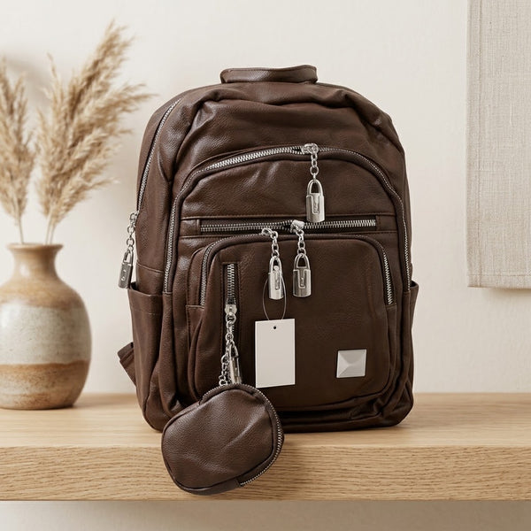13 Inch Premium Girls Stylish Backpack - Brown