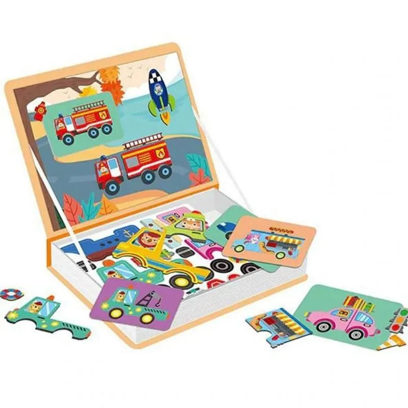 66Pcs Interesting Vehicle Magnetic Puzzle Book