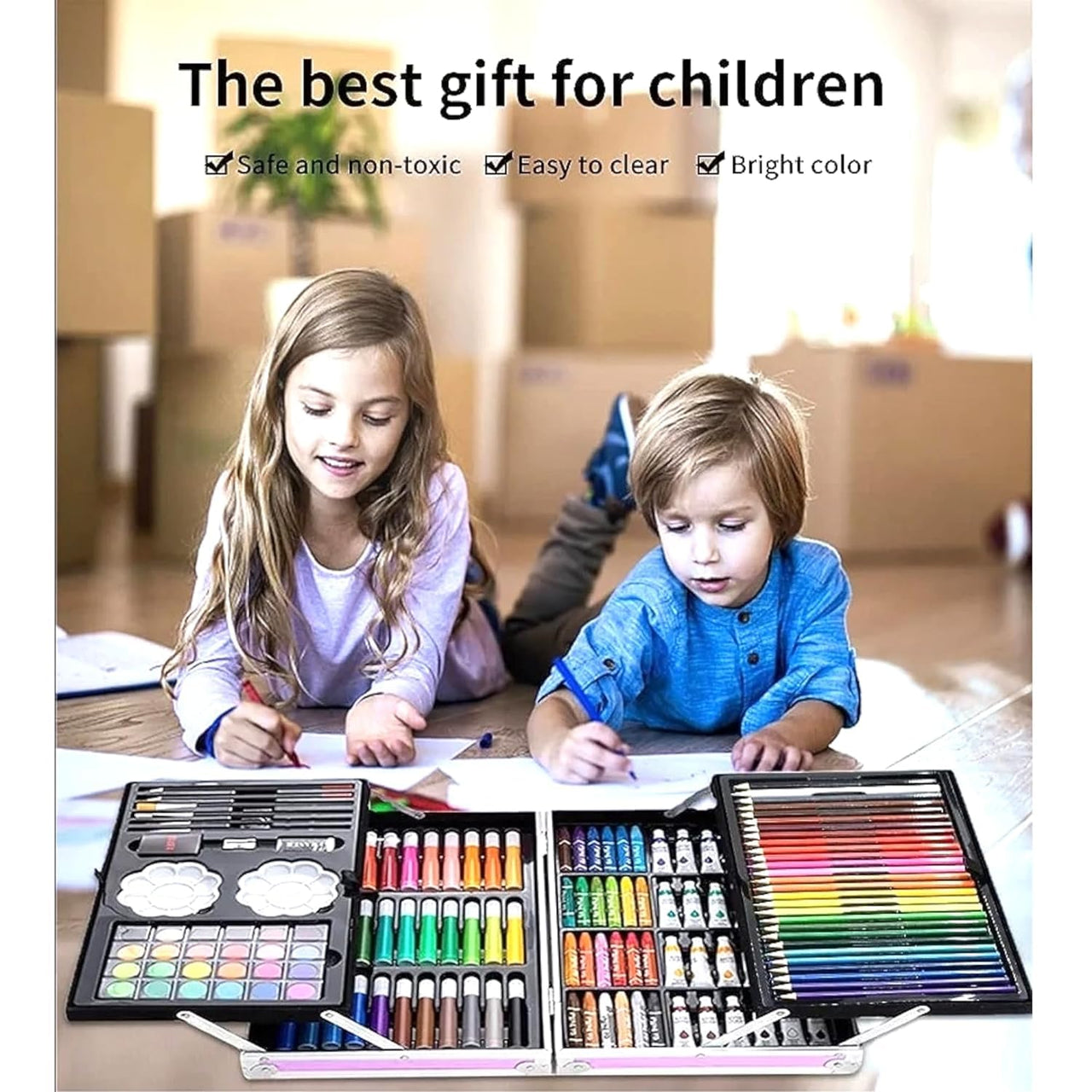145Pcs Premium Stitch Themed Kids Painting Kit Briefcase