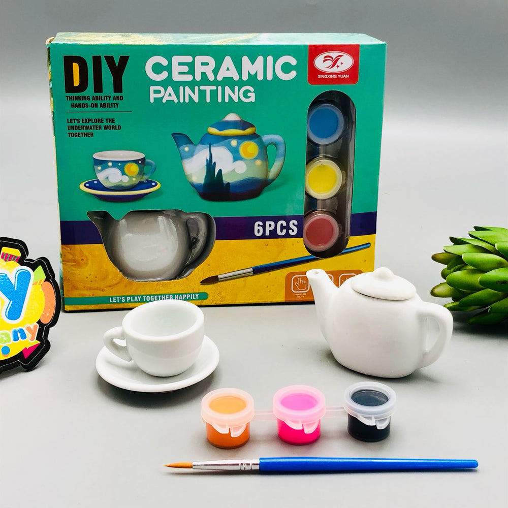 DIY Ceramic Painting Tea Party Play Set - 6Pcs