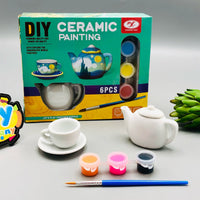 DIY Ceramic Painting Tea Party Play Set - 6Pcs