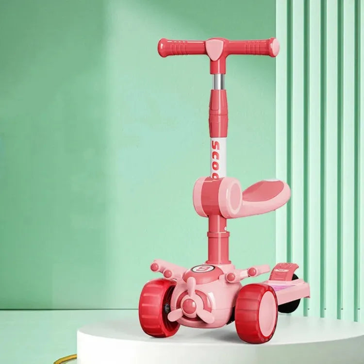 2in1 Kids Light & Sound Push Scooter - Pink