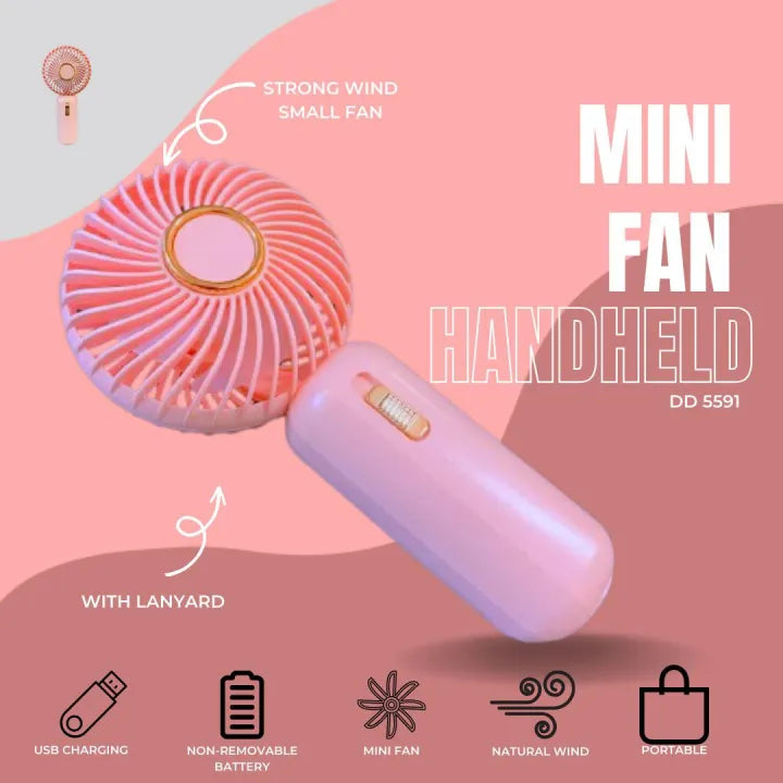 Rechargeable Handheld & Desktop Fan With Light