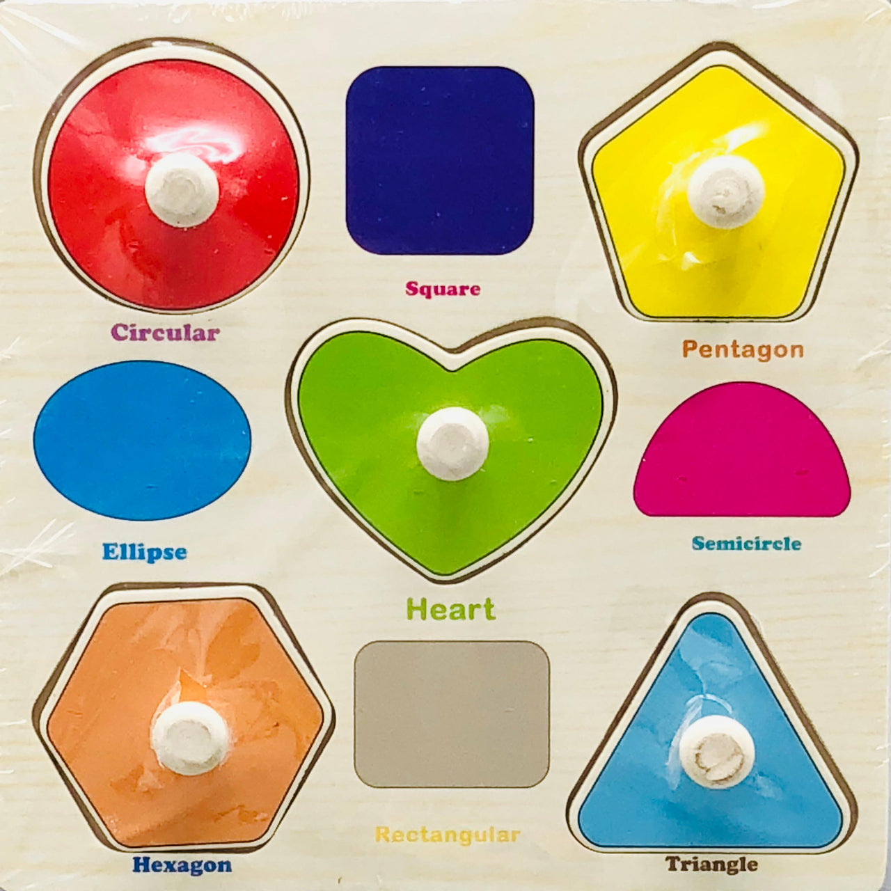 Wooden Shapes Themed Puzzle Board With Knobs