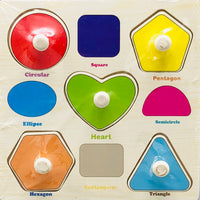 Wooden Shapes Themed Puzzle Board With Knobs