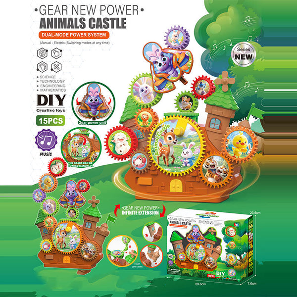 15Pcs DIY Gear Power Animal Castle
