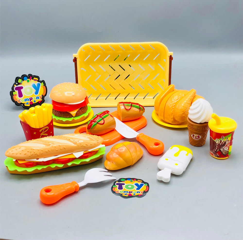 15Pcs Pretend Play Fast Food Cutting Set