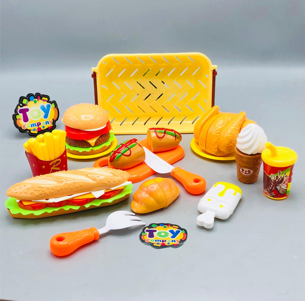 15Pcs Pretend Play Fast Food Cutting Set