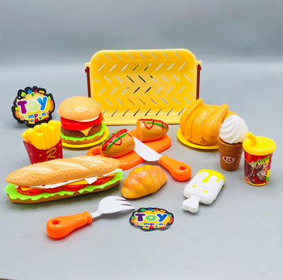 15Pcs Pretend Play Fast Food Cutting Set