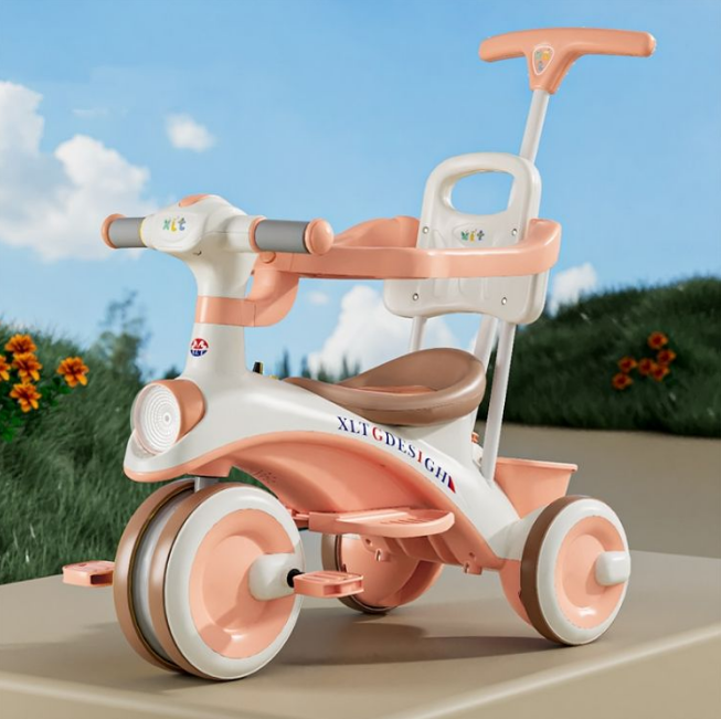 Kids 2in1 Stroller Tricycle With Canopy - Pink