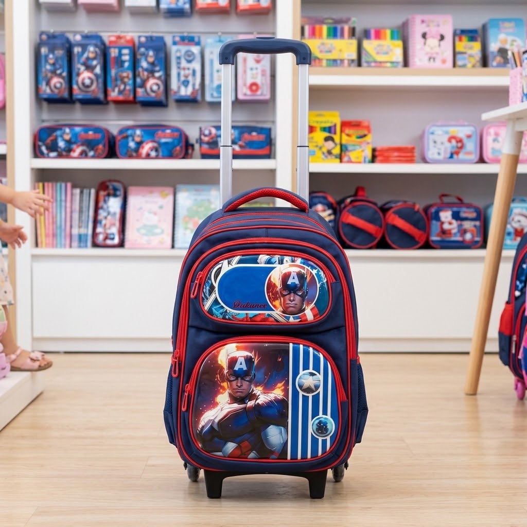 15 Inch Premium Captain America Trolley School Bag
