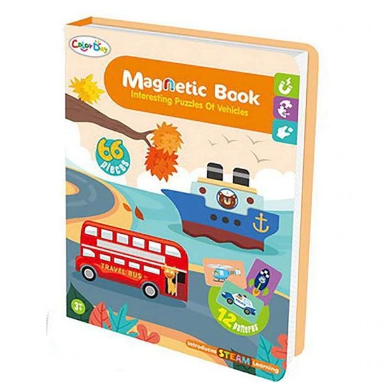 Magnetic Book Interesting Puzzle of Vehicles