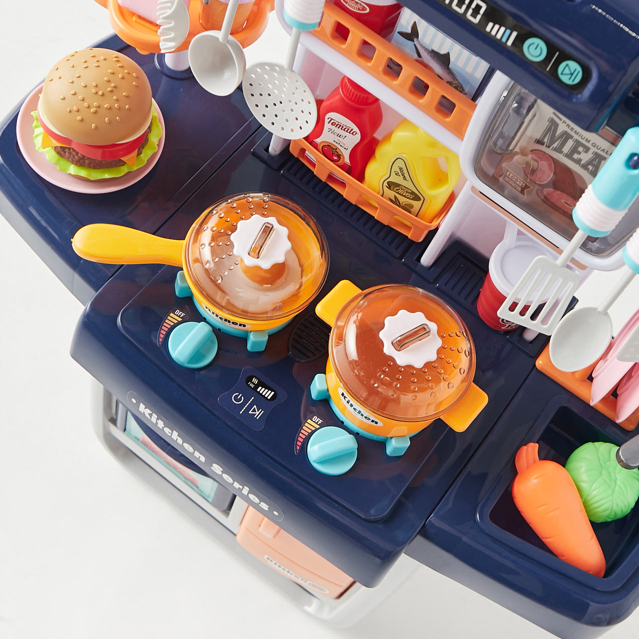39Pcs Pretend Play Steam Kitchen Set With Light & Sound