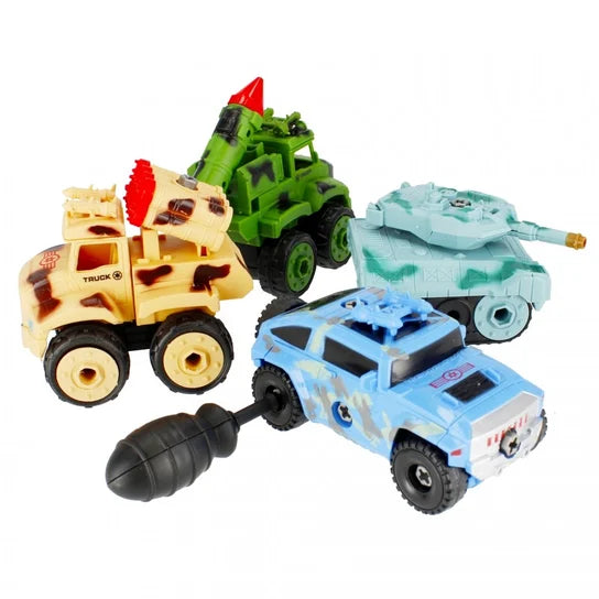 DIY 4Pcs Military Themed Screw Vehicles