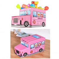 Kids Foldable Storage Box - School Bus Design Pink