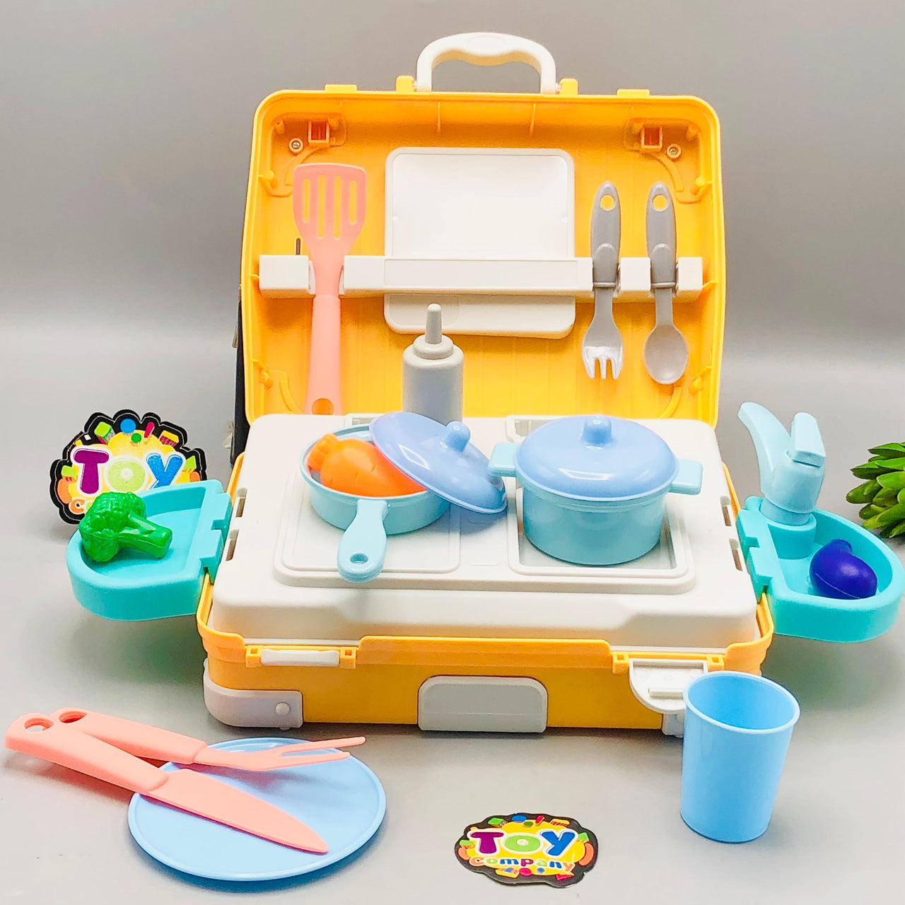 24Pcs Kids Pretend Play Kitchen Suitcase