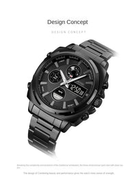 SKMEI Dual Time Quartz Stainless Steel Watch - Copy