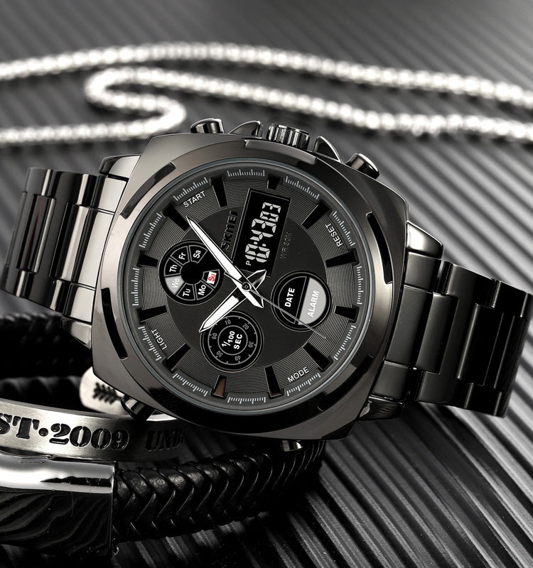 SKMEI Dual Time Quartz Stainless Steel Watch - Copy