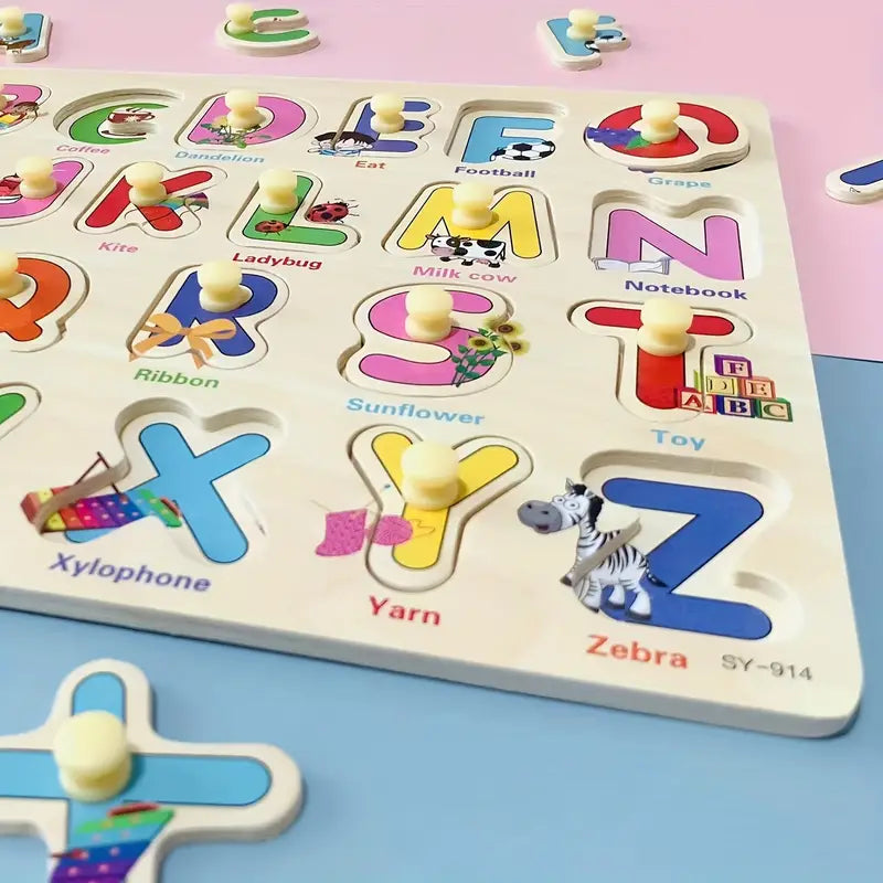 3D Wooden Letters Puzzle Board A-Z