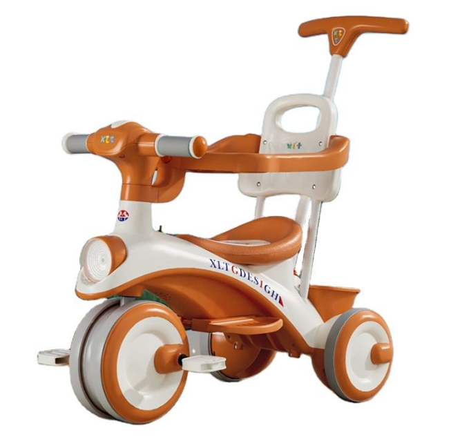 Kids 2in1 Stroller Tricycle With Canopy - Brown