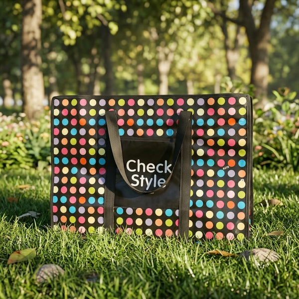 16 Inch Check Style Printed Tote Bag