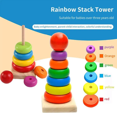 Wooden 7Pcs Rainbow Stacking Tower
