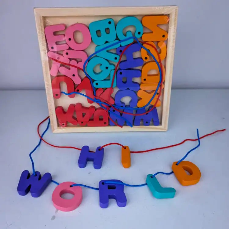 Wooden Capital Letters Lacing Tray