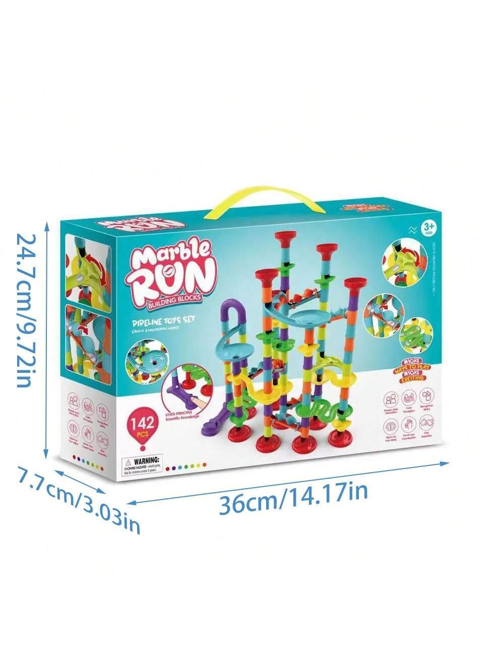 142Pcs DIY Marble Run Building Blocks Track