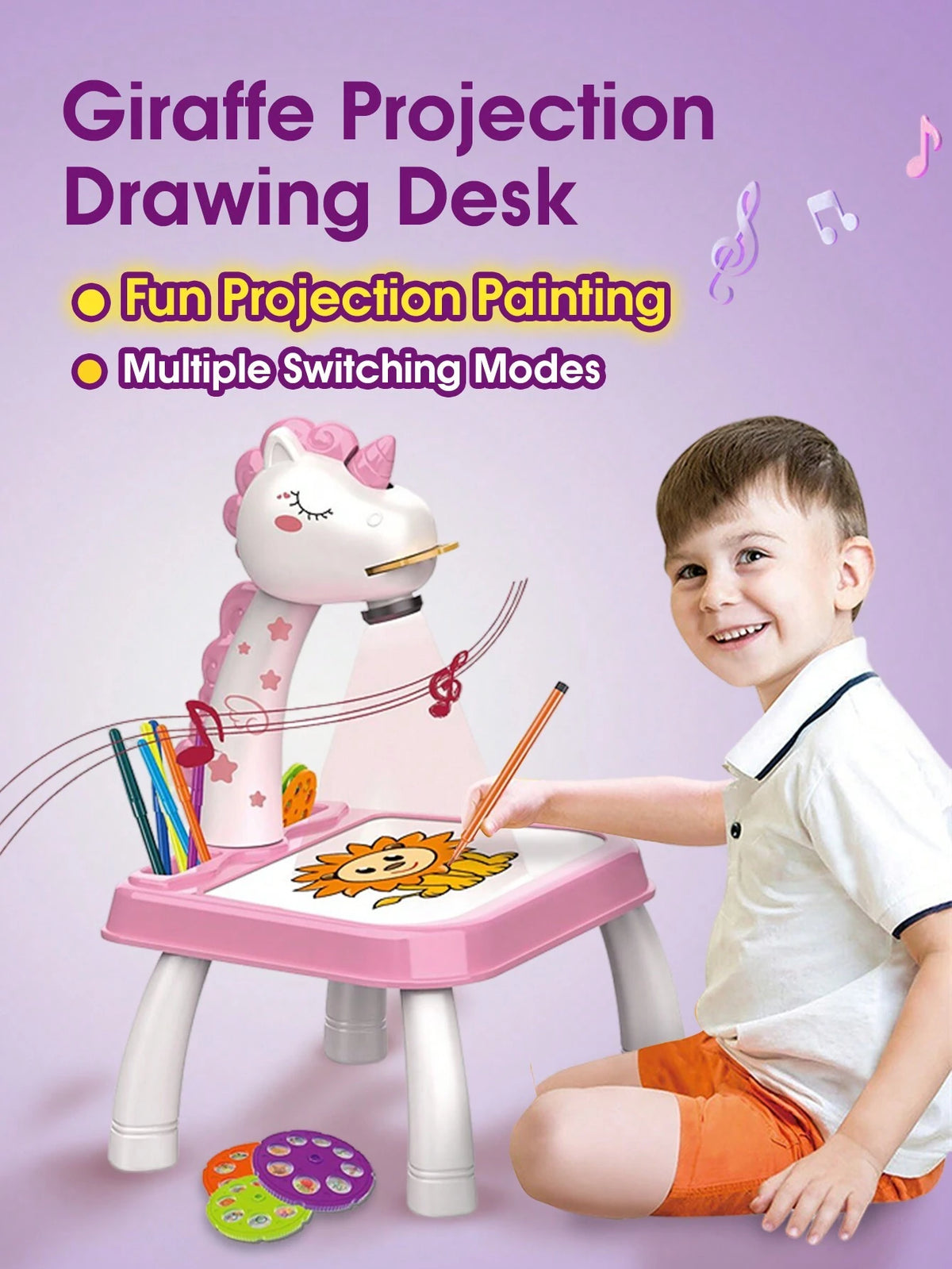 Kids Unicorn LED Projection Painting Table