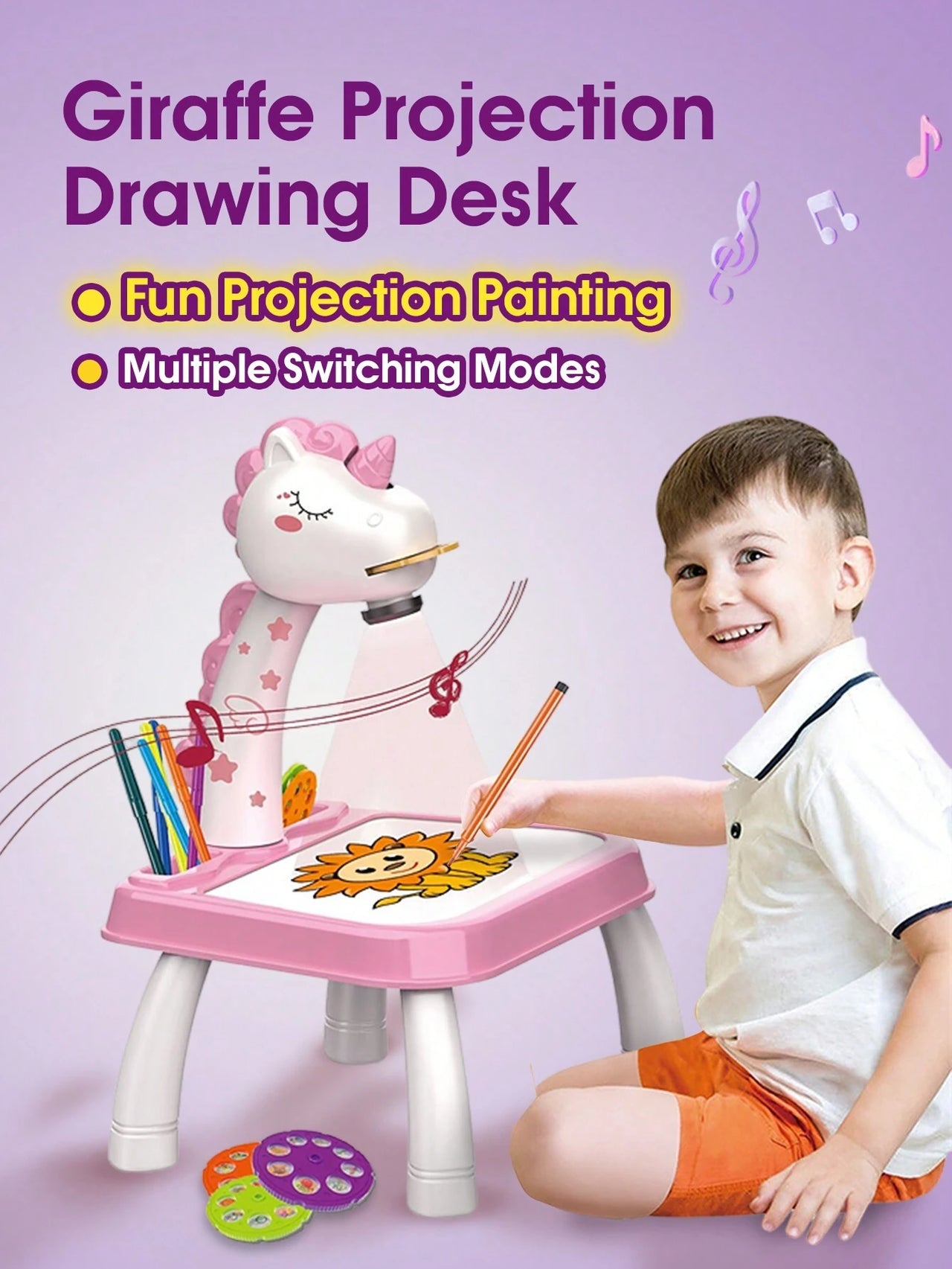 Kids Unicorn LED Projection Painting Table