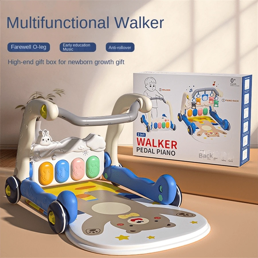 2in1 Baby Piano Play Mat & Walker - Blue