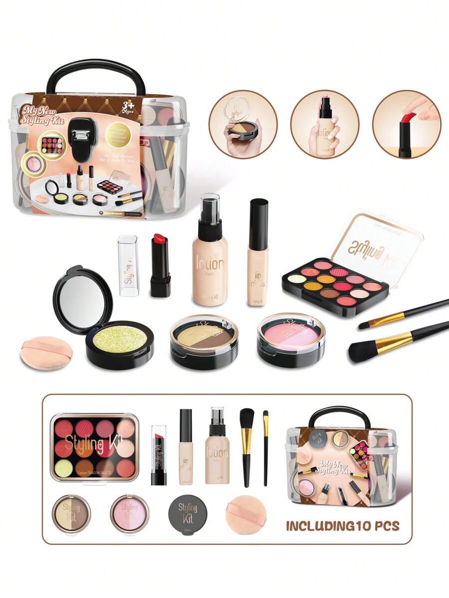 10Pcs Pretend Play Kids Makeup Kit