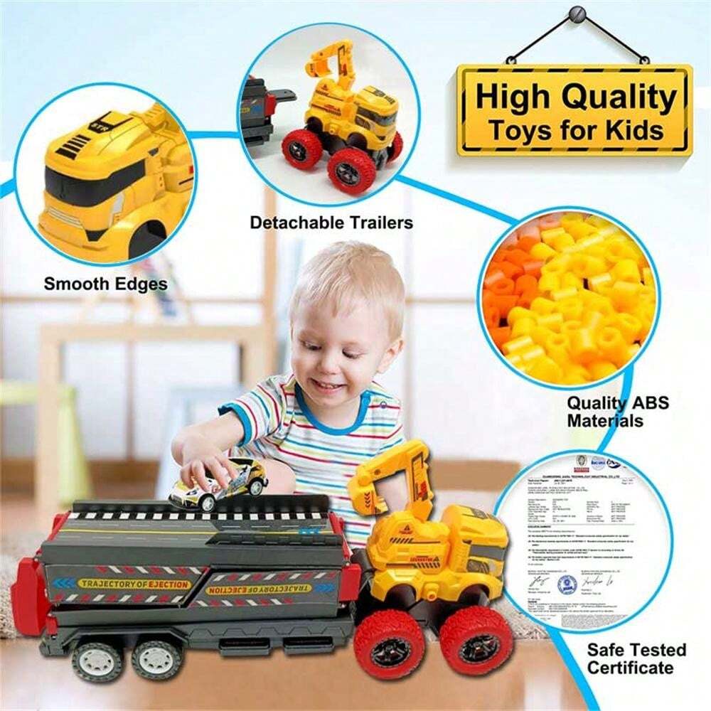 ABS Foldable Ejection Excavator Truck With 6Pcs Cars