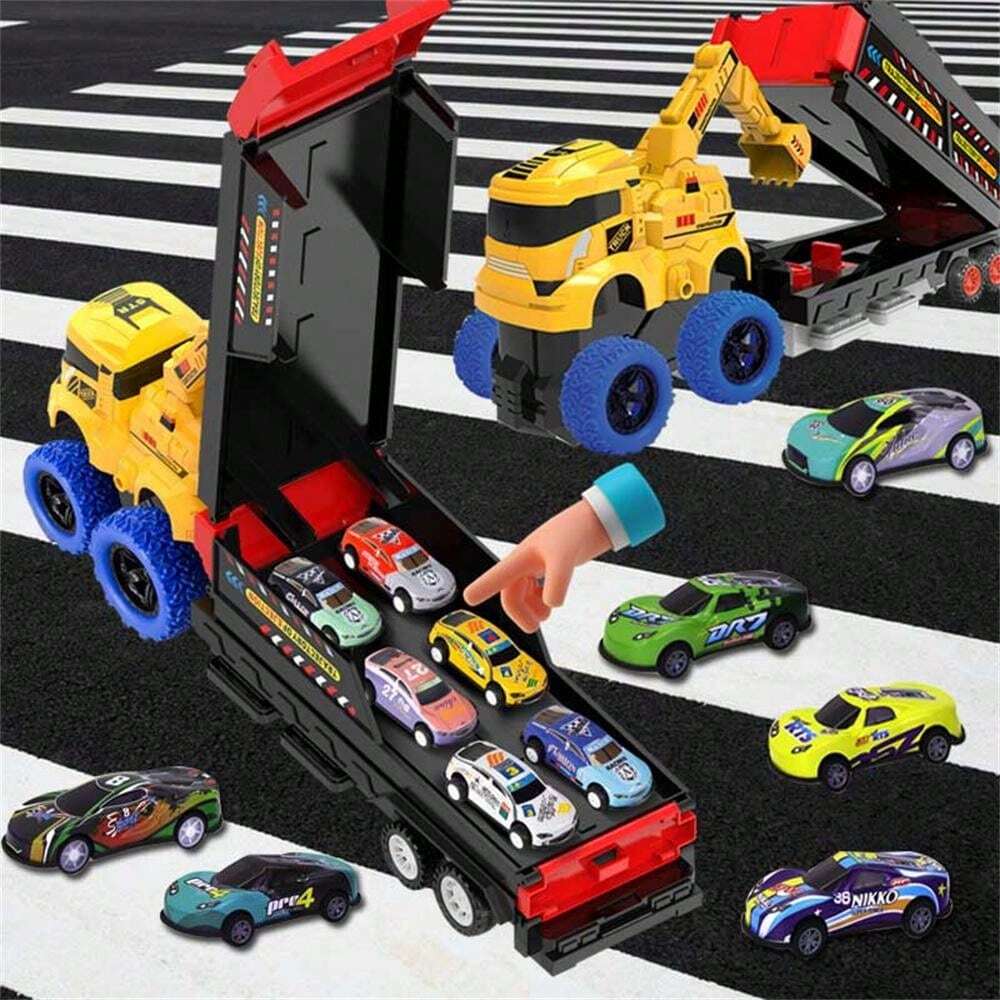 ABS Foldable Ejection Excavator Truck With 6Pcs Cars
