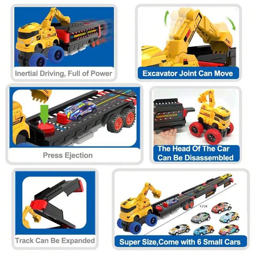 ABS Foldable Ejection Excavator Truck With 6Pcs Cars