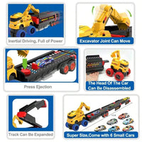 ABS Foldable Ejection Excavator Truck With 6Pcs Cars