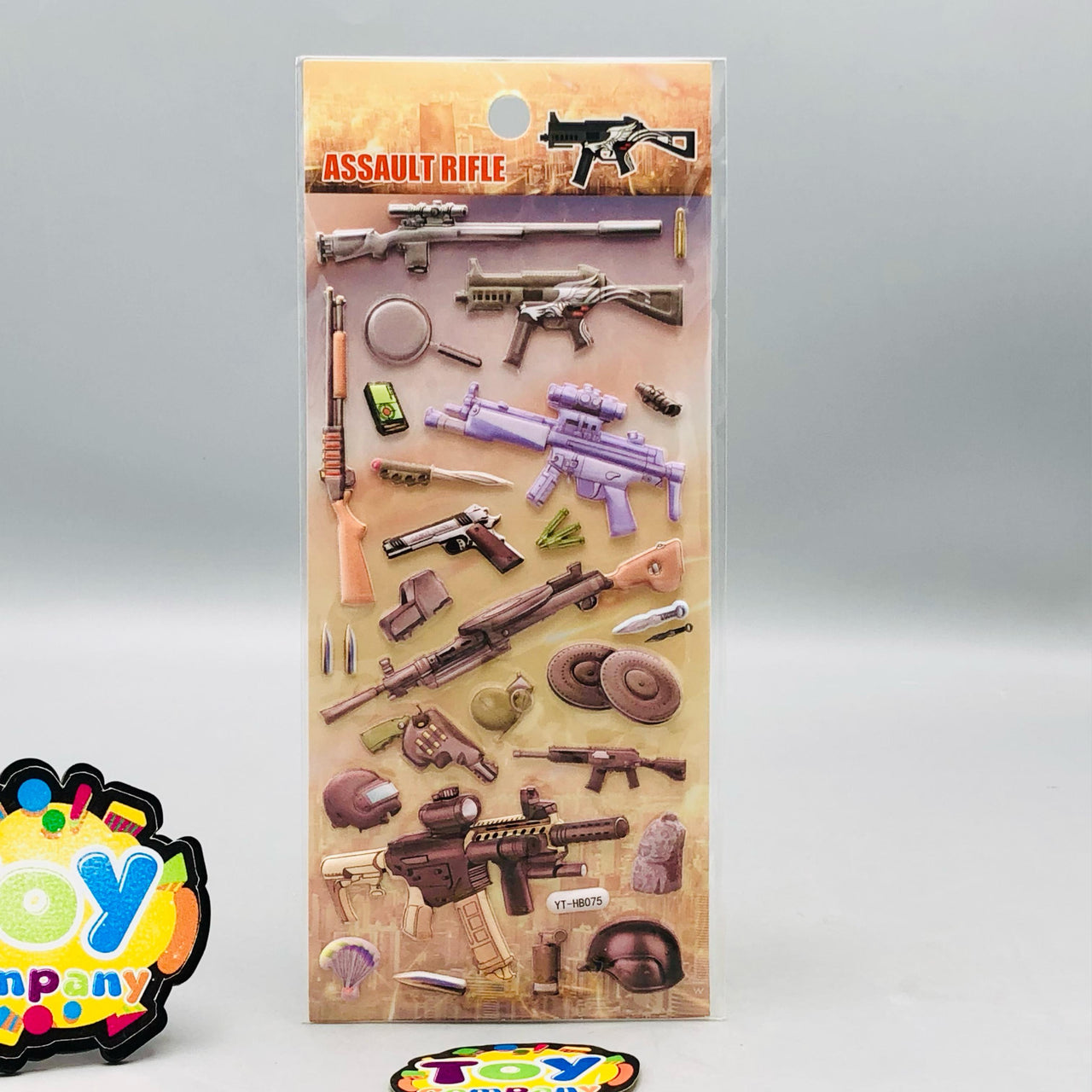 3D Assault Rifle Themed Sticker - 1Pc