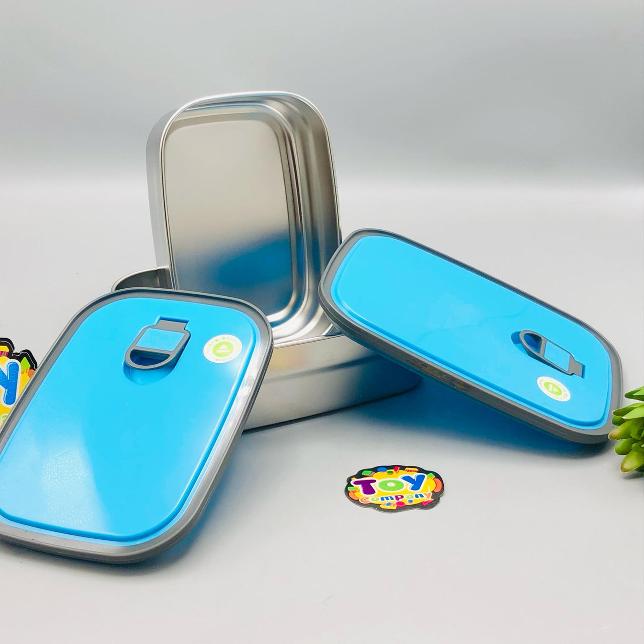 1.1L Stainless Steel Dual Lunch Box - Blue