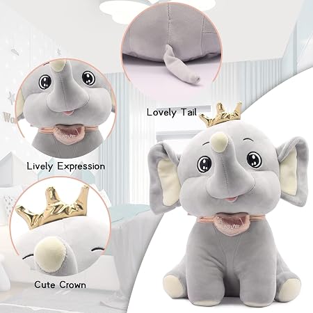 17 Inch Premium Elephant Stuff Toy - Gray