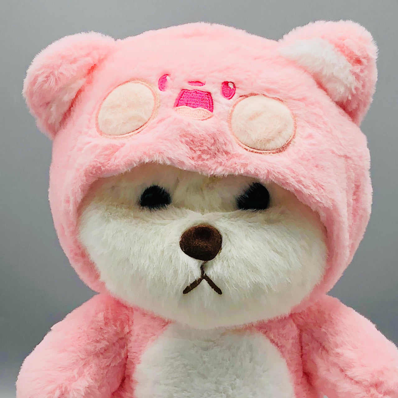 12* Inches Premium 2in1 Hoodie Bear Stuff Toy - Pink