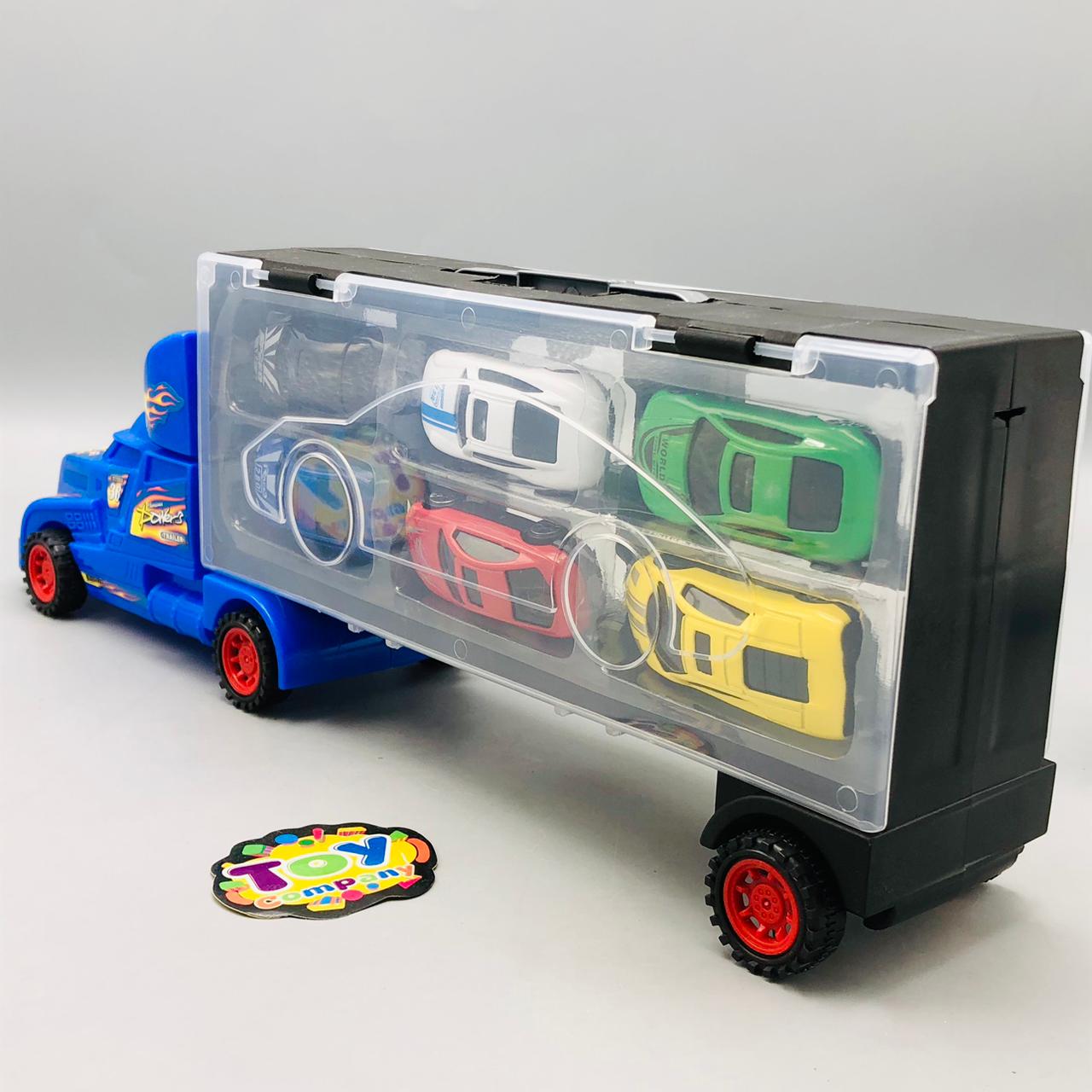Hot Wheels Car Carrying Trailer Truck - 6Pcs Cars