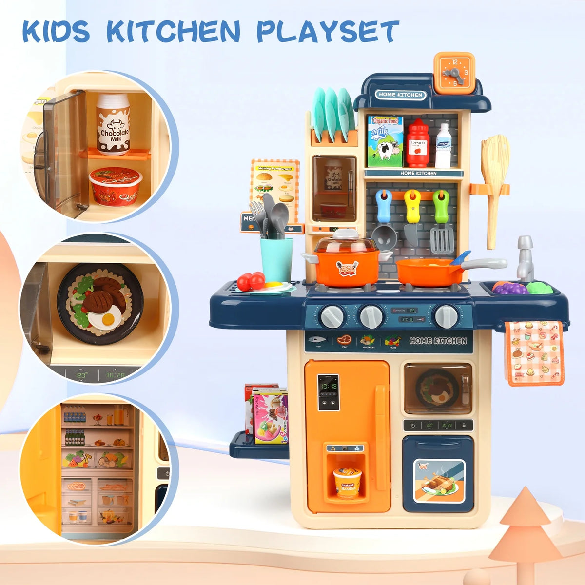 42Pcs Pretend Play Modern Steam Kitchen Set