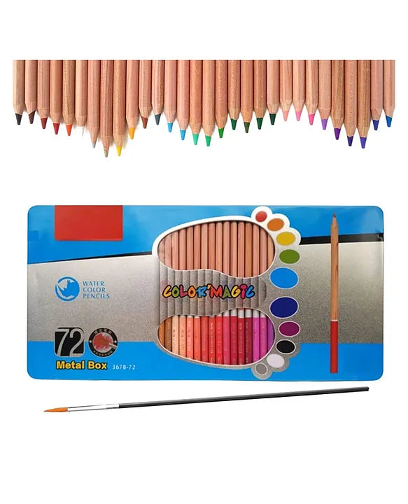 72Pcs Water Color Pencils Set With Tin Box
