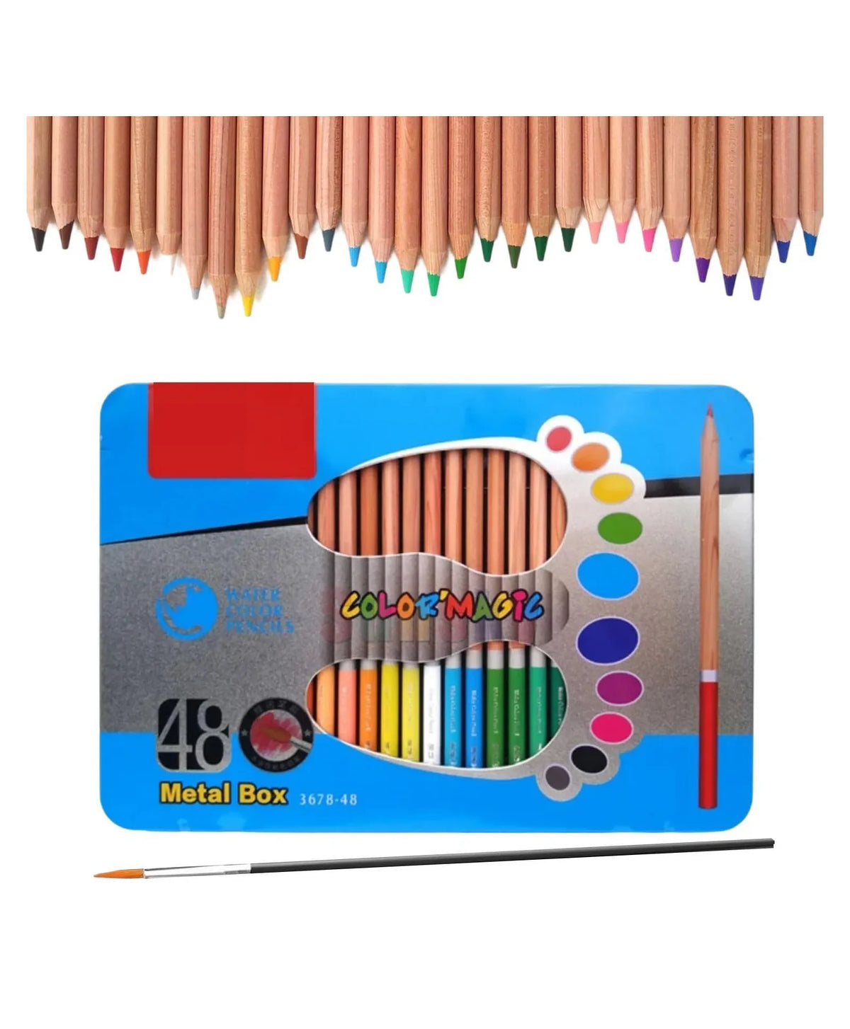 48Pcs Water Color Pencils Set With Tin Box