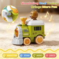 18Pcs Kids Bear Train Track Set With Smoke