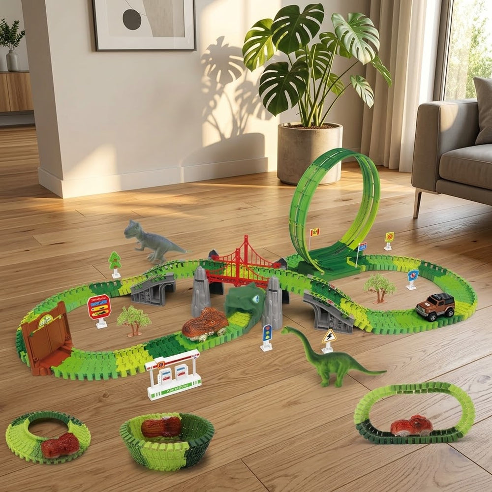 191Pcs Kids Dinosaur Flexible Track Set