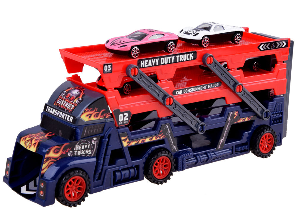 Three-Layers ABS Transporter Truck With 4Pcs Mini Alloy Cars