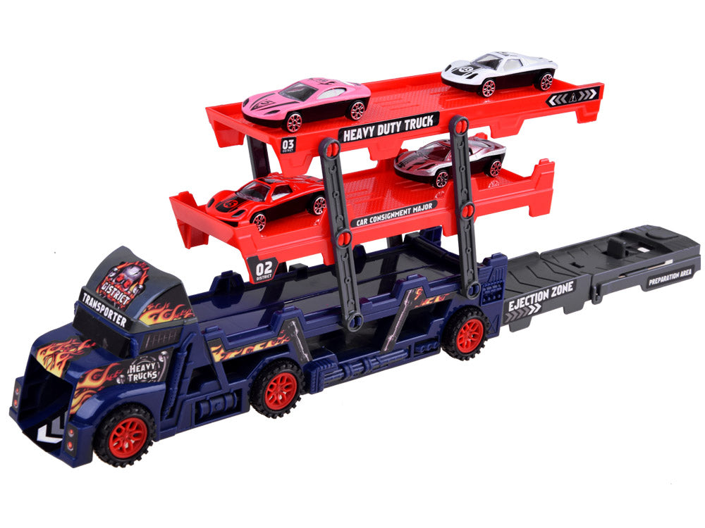 Three-Layers ABS Transporter Truck With 4Pcs Mini Alloy Cars
