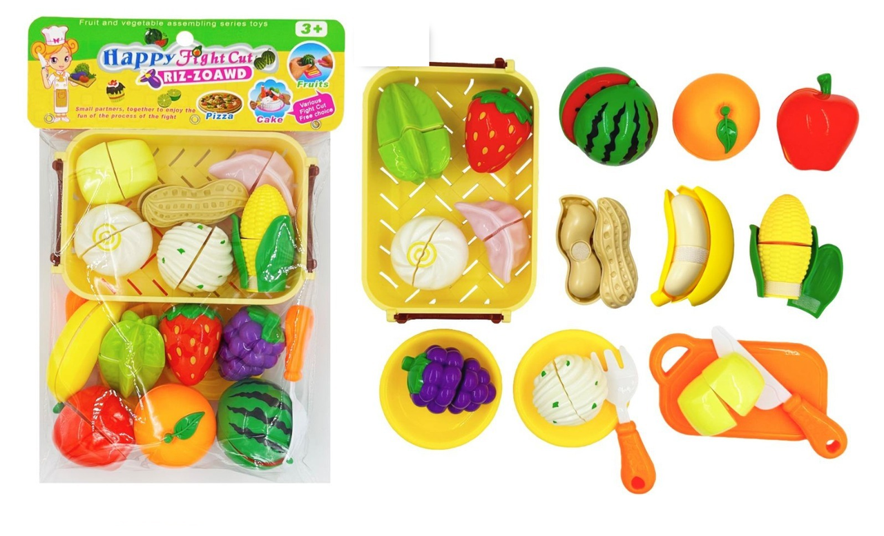 19Pcs Pretend Play Fruits & Vegetable Cutting Set