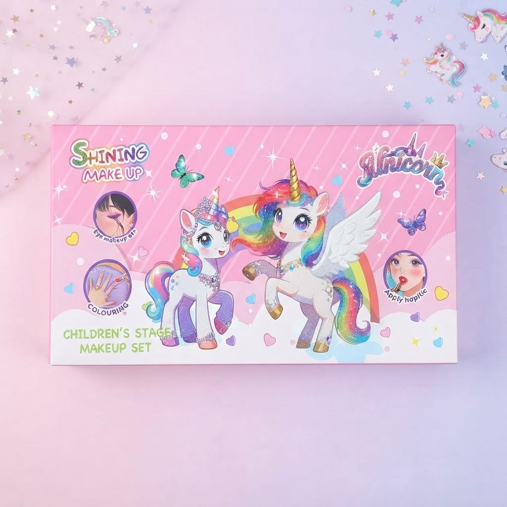 19Pcs Unicorn Themed Realistic Girls Makeup Box
